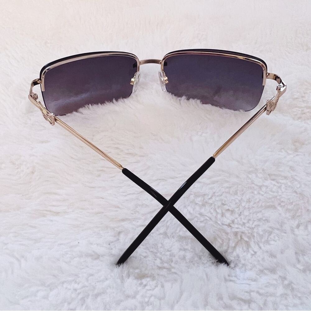 Delia Black Rimless Butterfly Accent Sunglasses - Picture 9 of 11
